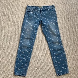 Free People Floral Printed Blue Jeans